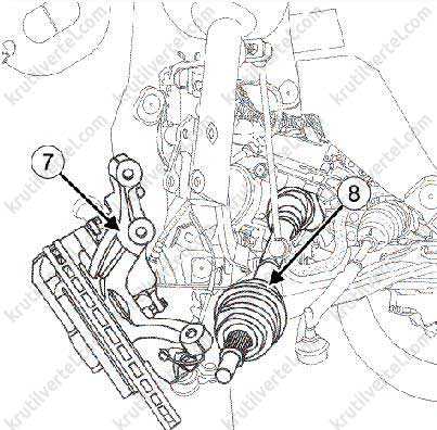 Снятие и установка вала привода левого переднего колеса (дивигатели f4r) renault - megane ii