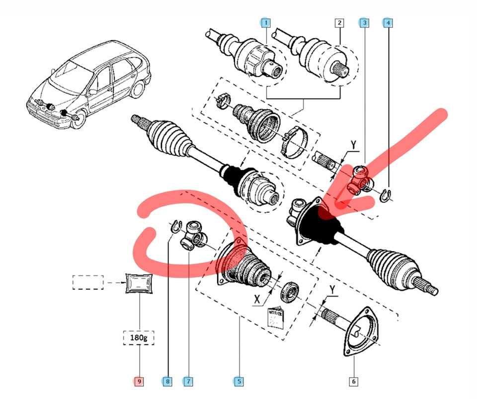 Детали валов привода передних колес рено меган 2