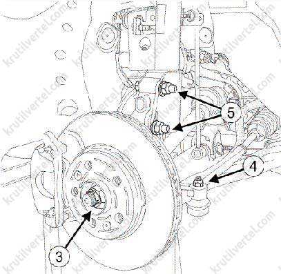 Снятие и установка вала привода левого переднего колеса (дивигатели f4r)